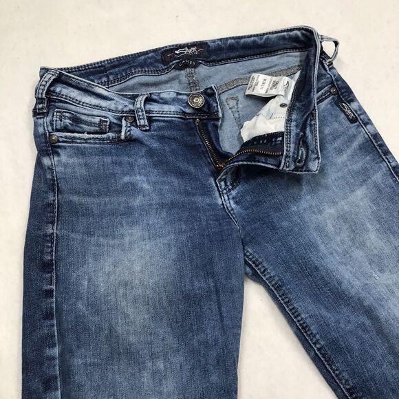 SILVER Calley Boot Jean Women 28x31 Acid Wash Denim Blue Coastal Cowgirl Boho - Picture 4 of 16